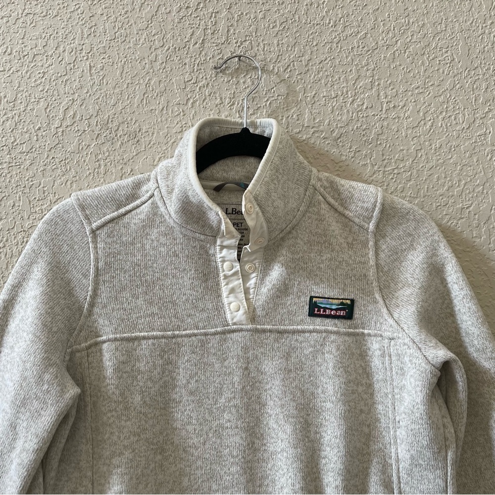 L. L. Bean Sweater Fleece Pullover Top Snap Button Casual Cozy Outdoor Cream XSP - Picture 4 of 13
